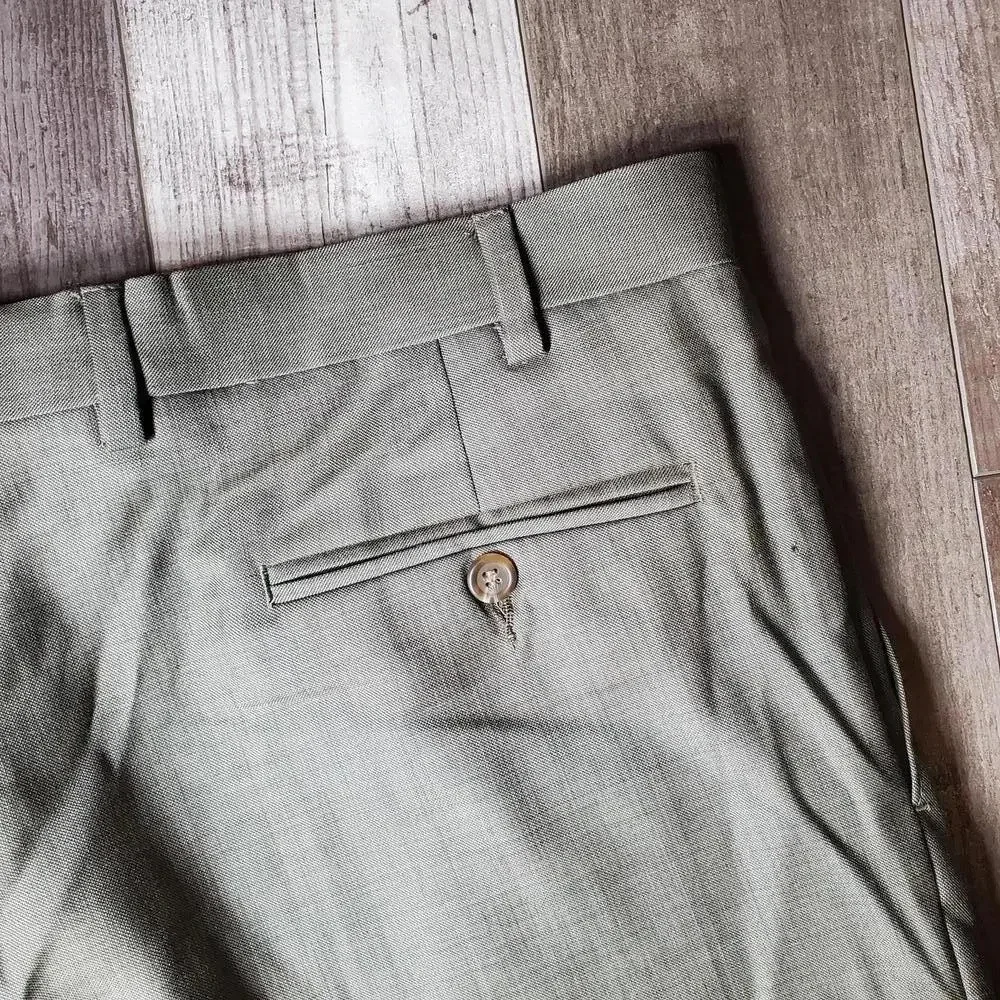 Men's Custom Tailored Cuffed Dress Pants Size 38x34 EUC Tan Beige Khaki